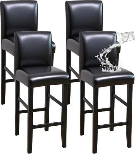 Vista 25 de FORCHEER Juego de 2 fundas negras para taburete de bar con respaldo, fundas de cuero para taburetes de bar con respaldo corto, extraíbles y lavables