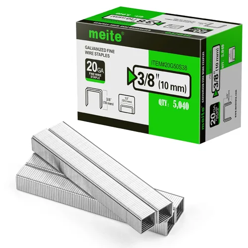Vista 11 de meite Grapas de tapicería galvanizadas de calibre 20, corona de 1/2 pulgada (0.484 in) con longitud de 1/2 pulgada, resistente para construcción