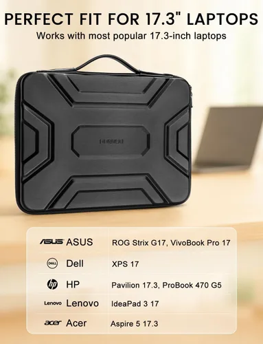 Vista 6 de DOMISO - Funda para portátil de 17 pulgadas con asa, bolsa protectora para computadora a prueba de golpes, impermeable, EVA, funda protectora