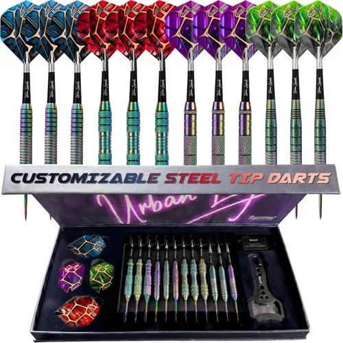 Vista 9 de IgnatGames Juego de puntas de metal para dardos – Paquete de 12 dardos de punta de acero con 32 vuelos GlideXPro, empuñaduras de barril multizona