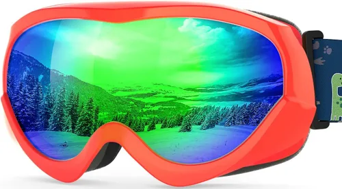 Vista 8 de OutdoorMaster Lentes de esquí para niños y niñas, con protección ultravioleta 100%, compatibles con casco, para nieve