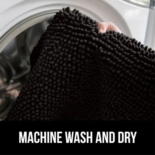 Vista 7 de Gorilla Grip - Tapete de baño de felpilla gruesa, suave y absorbente, secado rápido, de microfibra, con reverso de caucho, para piso de ducha, Negro