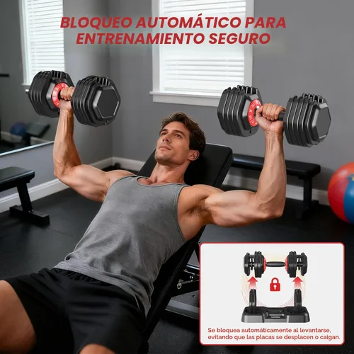 Vista 4 de Adjustable Dumbbells Set of 2, Durable Weights Dumbbells Set, 10 in 1 Weights Set with Anti-Slip Grip, 25/55/52.5LBS Fast Adjust Gym Equipment Space