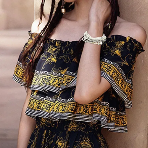 Vista 3 de FINREZIO 3-5 Sets Bohemian Beaded Bracelets for Women Multilayer Stretch Stackable Bracelet Set Multicolor Jewelry