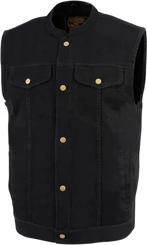 Vista 7 de Milwaukee Leather DM2238 Chaleco clásico de mezclilla negra estilo club con cierre de botón a presión para hombre
