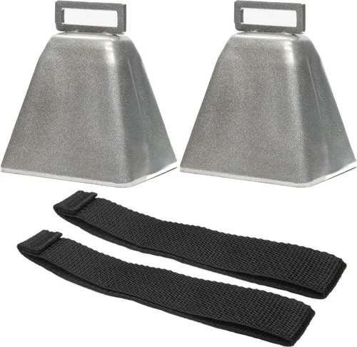 Vista 11 de Bevin Bells Cencerros de Larga Distancia 10LD (Negro) Hechos de Acero Generadores de Ruido Fuerte con Correa Negra Alrededor del Mango