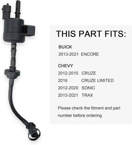 Vista 3 de Válvula de purga con recipiente de vapor, solenoide EVAP, válvula de purga compatible con Buick Encore Chevy Cruze Sonic Trax 2012-2021 con 1.4L L4
