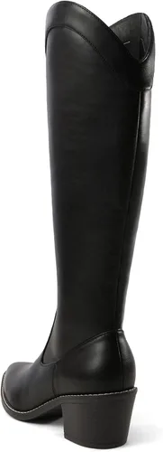 Vista 3 de DREAM PAIRS Botas vaqueras para mujer, vaquera occidental, con cremallera, tacón grueso, punta puntiaguda, botas altas hasta la rodilla