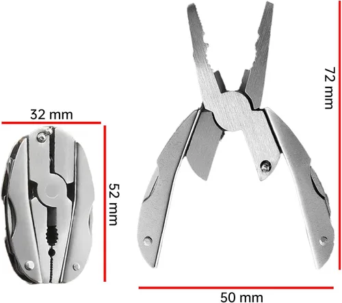 Vista 3 de Pulido 6 en 1 mini alicates multiherramienta de acero inoxidable profesional multi herramientas cuchillo de bolsillo para acampar al aire libre