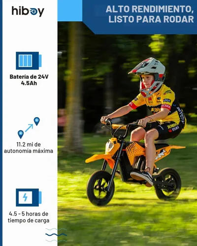 Vista 2 de Hiboy DK2 Electric Dirt Bike for Kids Age 3-7, 3-Speed Toy Motorcycle Blue