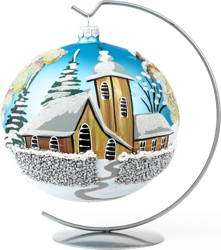 Chapel Design Bolas de vidrio soplado a mano Adorno de Navidad Arte de vidrio y decoración de vidrio Decoración de vidrio hecha a mano Pintado a Azul