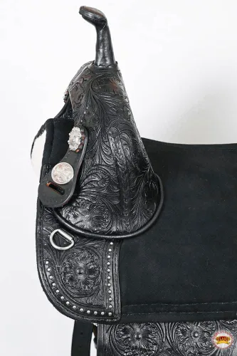 Vista 5 de HILASON Western Horse Treeless Trail Barrel Saddle American Leather Tan Horse Saddle Western Saddle Treeless Saddle Saddle for Horses