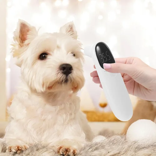 Vista 5 de Termómetro de oído para mascotas recargable sin contacto con pantalla LED para perros y gatos Medición precisa de la temperatura Termómetro animal