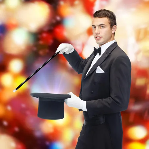 Vista 5 de Magic Show - Bastón teatral, bastón negro de los años 20, accesorios para disfraz de Halloween, bastones de baile de plástico con gorras blancas