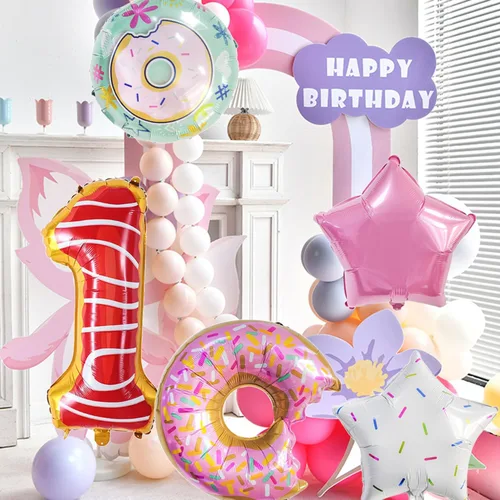 Vista 32 de Globos de béisbol de papel de aluminio para decoración de cumpleaños, globos de guante, globo de confeti de estrella roja y azul para novato