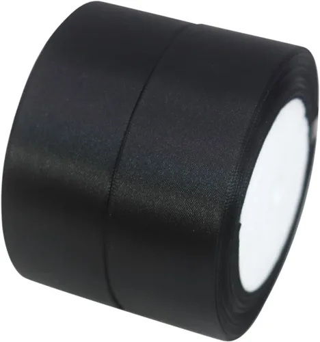 Cinta de satén negra de 1-1/2 pulgadas para lazos, 2 rollos de 50 yardas, cinta de tela de una sola cara, cinta floral de seda para bodas, fiestas,