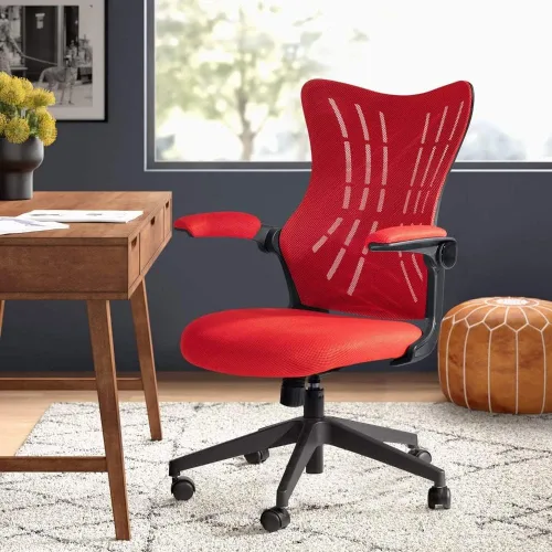 Vista 2 de Silla de oficina ergonómica, silla de escritorio ajustable con soporte lumbar y ruedas enrollables, sillas de respaldo alto con malla transpirable