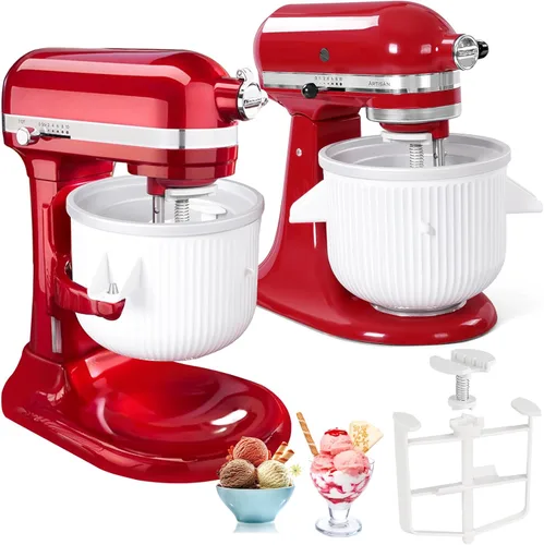 Accesorio para helado compatible con mezcladores KitchenAid de 4.5/5/6/7 cuartos de galón, hace 2 cuartos de helado, compatible con accesorio para