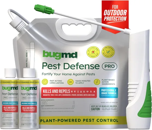 BugMD Pest Defense Pro - Spray de aceite de menta para insectos y repelente de mosquitos para patio al aire libre – Ant Killer & Garrapatas Spray