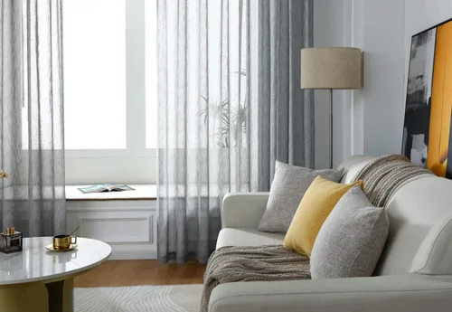 Vista 2 de LOYOLADY Cortinas de lino gris de 96 pulgadas de largo, juego de 2 paneles de cortinas semitransparentes para dormitorio, cortinas plisadas de lino
