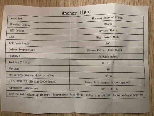 Vista 6 de ISURE MARINE Faros de Navegación para Barco/Yate, Ancla, Todo Redondio 360°, Blanco, 12V, LED, Luz Diurna, Impermeable, Señal de Luces