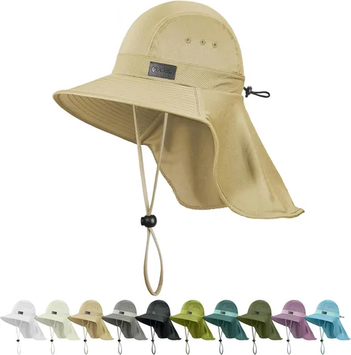 Vista 11 de Sukeen Cooling Sun Hat for Men Women UPF50+ Wide Brim Fishing Hat with Neck Flap Adjustable Foldable Bucket Hat for Hiking