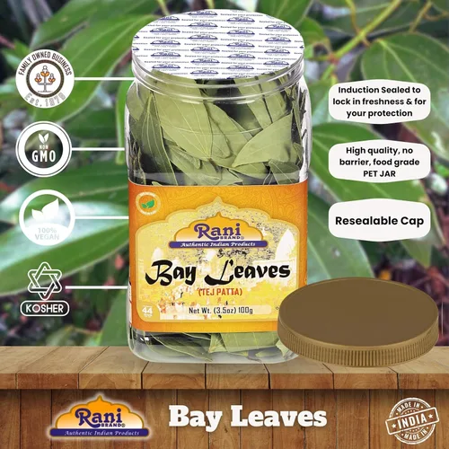 Vista 4 de Rani - Tarro de PET extra grande de 3.5 onzas (3.53 oz) de hoja de laurel (hojas), totalmente natural, apto para gluten, sin OMG, kosher, vegano
