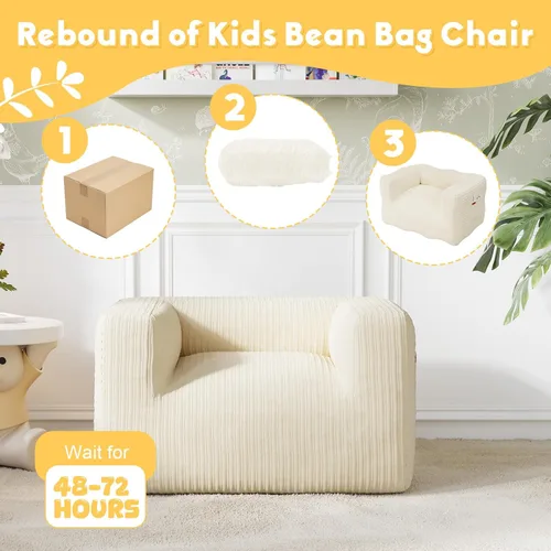 Vista 8 de COMAX Silla Puf para Niños, Sofá de Peluche para Niños Pequeños para Niños y Niñas, Sofá Perezoso de Pana con Relleno de Esponja Triturada, Silla