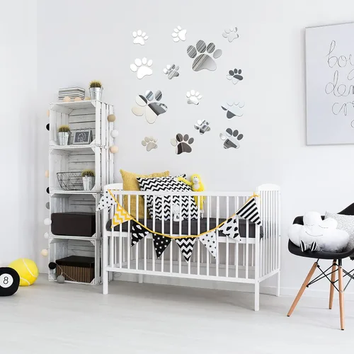 Vista 7 de Tenare 14 calcomanías de espejo con estampado de patas de perro, huellas de huellas de huellas de acrílico, adhesivo de pared extraíble para perro