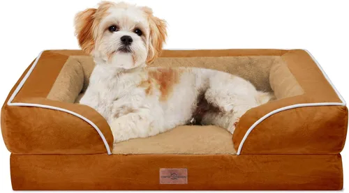 Vista 167 de Comfort Expression Cama ortopédica para perros extra grandes de 45 x 35 pulgadas, cama para mascotas XL de espuma tipo caja de huevos impermeable