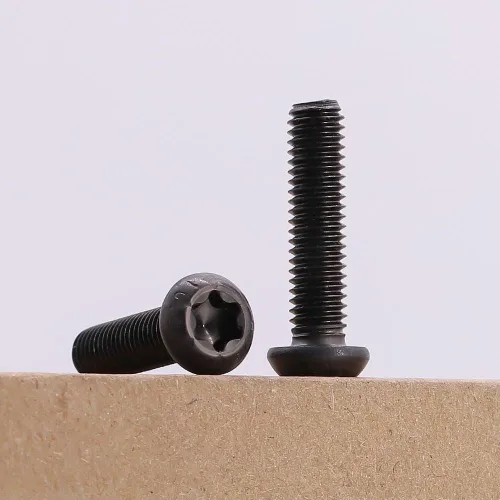 Vista 3 de Tornillos de máquina de cabeza Torx de botón M4-0.028 x 0.236 in (100 unidades), acabado de óxido negro, acero de aleación de grado 10.9, rosca