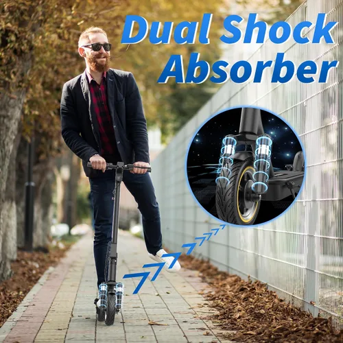 Vista 3 de Electric Scooter, 500W Motor, 28 Miles Range, Dual Suspensions Neumáticos sólidos de 10 pulgadas, velocidad máxima de 22 Mph, scooter plegable