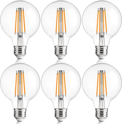 Vista 19 de FLSNT Bombilla de tocador de 2700 K, blanco suave, paquete de 6 bombillas LED G25 Edison para iluminación de espejo de baño, CRI90+ regulable