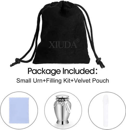 Vista 8 de Urnas pequeñas para cenizas humanas, mini urnas de cremación para la pérdida de un ser querido, urna de recuerdo de acero inoxidable para cenizas
