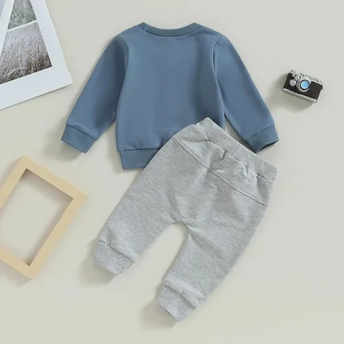 Vista 3 de Hnyenmcko Ropa de otoño e invierno para bebé, sudadera de manga larga con cuello redondo y pantalones deportivos para niños pequeños