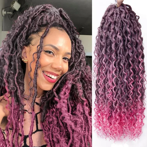 Vista 25 de Goddess Locs - Rastas de cabello corto rizado bohemio sintético de 10 pulgadas, paquete de 8 paquetes de trenzas de ganchillo preenrolladas