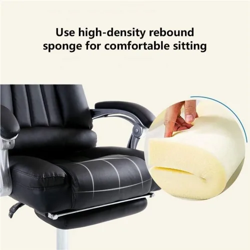 Vista 3 de Big and Tall Executive Office Chair Heavy Duty 200LBS Capacity Wide Seat Ergonomic High Back Desk Chairs with Adjustable Footrest PU Leather Comfort