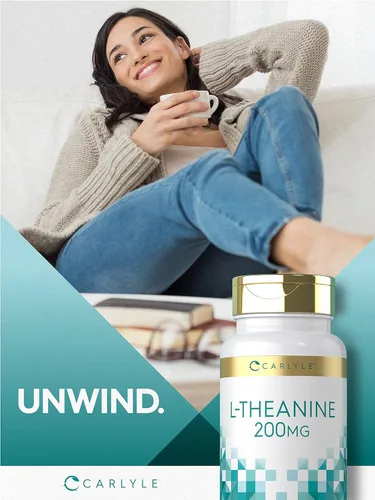 Vista 6 de Carlyle Suplemento de L-teanina de 200 mg 120 cápsulas Sin OMG, sin gluten