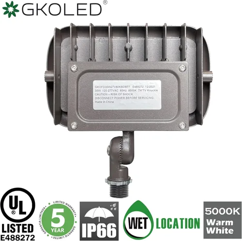 Vista 4 de LED FLOOD LIGHTS SERIES reflectores LED, GKOFD30W27V50KBDB77, 30.00watts, 120.00 volts