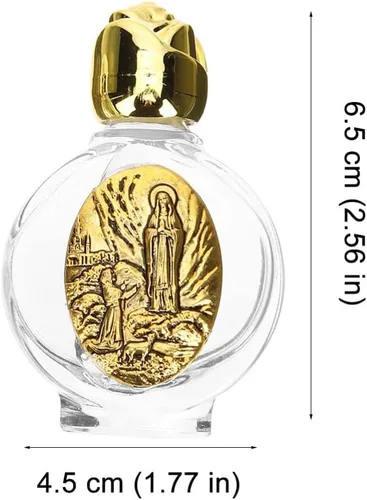 Vista 6 de 2 botellas de agua bendita de vidrio Jesús en botella, botella vacía de aceite esencial, botella de perfume, contenedor de agua católica recargable