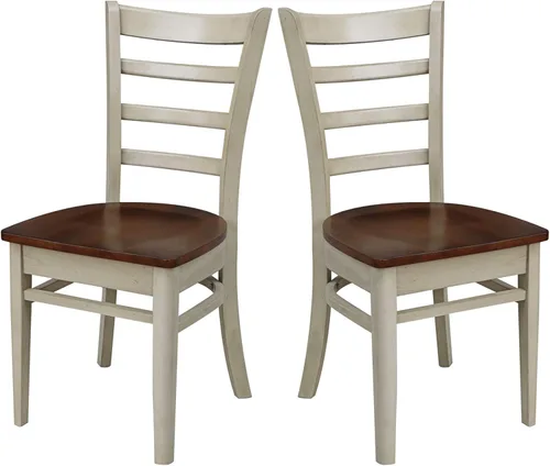 Vista 65 de IC International Concepts Juego de dos sillas auxiliares Emily, color nogal/carbón lavado