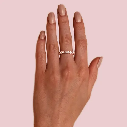 Vista 2 de PAVOI 14K Gold Plated Eternity Ring for Women - Square-Cut Cubic Zirconia Rings - Stackable Love Wedding Band