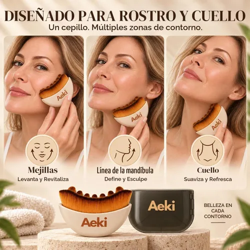 Vista 5 de Aeki - Cepillo linfático para contorno facial con funda protectora de 1 set
