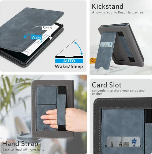 Vista 62 de CoBak Funda inteligente para Kindle Paperwhite de 6.8" de 11ª generación 2021 con función de encendido automático, ligera, delgada, de piel **Salvia