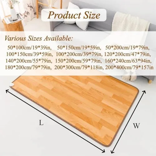 Vista 2 de Electric Heated Area Rug - Radiant Floor Heater with Adjustable Temp, 12-Hour Timer, Cozy Indoor Comfort for Living Room & Office, Large 140 x 200