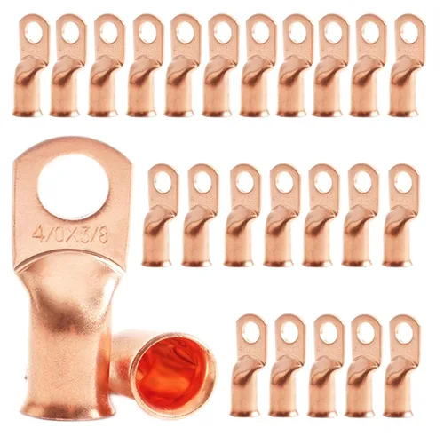 Vista 35 de 1/0 AWG 1/2" Stud (10 piezas), terminal de anillo de batería resistente, conectores calibre 0, lengüetas de alambre, terminales de anillo de cobre