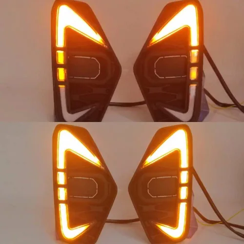 Vista 5 de Luz de circulación diurna LED para Nissan Navara Frontier NP300 2020 2021, 6000K blanco parachoques delantero escaneo DRL + Streamer señales de giro