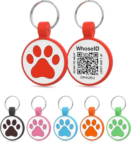 Vista 19 de WhoseID Etiqueta para gatos con código QR, página de perfil en línea de mascota modificable, múltiples contactos de emergencia, silicona silenciosa