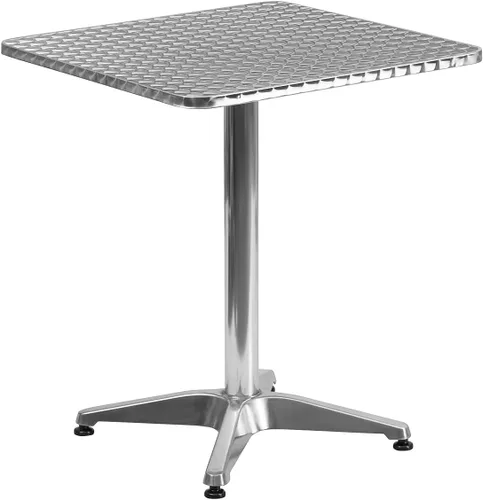 Vista 13 de Flash Furniture - Mesa cuadrada de aluminio de 27.5 pulgadas de grado comercial Mellie para interiores y exteriores con base