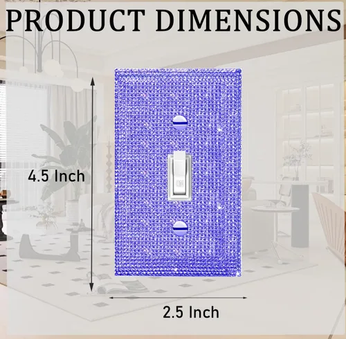 Vista 32 de 4 piezas de placa de pared rosa plateado brillante cubierta decorativa interruptor de luz cubierta de interruptor de palanca única diamantes